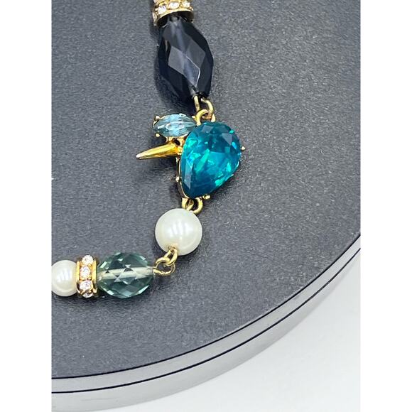 Erickson Beamon Rocks Blue Multicolor Rhinestone Faux Pearl Bracelet NWOT - Picture 9 of 9